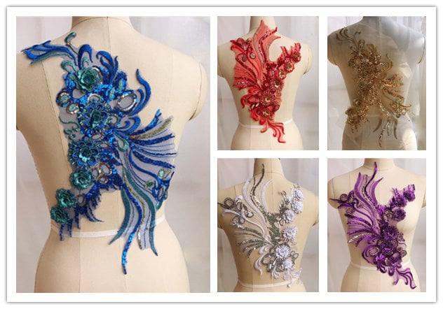 1 Stück Muti-Farbe Blumenspitze Applikationen, Gestickte Blumen, Patches Für Hochzeit Lieferungen, Braut Haar Blume, Kopfschmuck | 186-150 von POPOLace