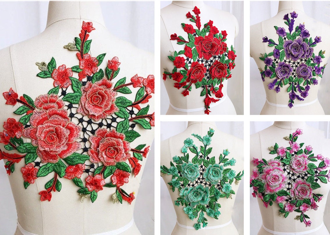 1Pcs Florale Lace Appliques, Gestickte Blumen, Muster Für Hochzeitszuschub, Brauthaarkuche von POPOLace