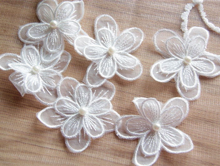 4 Stück Spitzenapplikationen, Elfenbein Applikation Blumen, Perlen-Patches Für Hochzeit Zubehör, Braut Haar Flower, Headpiece(1-313 4 Stück Spitzenapplikationen, Elfenbein Applikation Blumen, Perlen-Patches Für Hochzeit Zubehör, Braut Haar Flower, Headpiece(1-313 von POPOLace