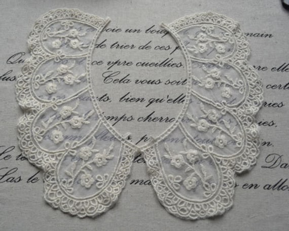 Beige Venedig Baumwollkragen Appliques, Floral Bezeugte Collar 79-9 von POPOLace