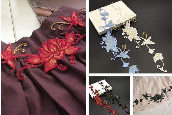 Bestickte Applikationen, Kleben Bestickte Blumen, Bügelbilder Für Kleiderzubehör, Für Haarblumen(44-39 Bestickte Applikationen, Kleben Bestickte Blumen, Bügelbilder Für Kleiderzubehör, Für Haarblumen(44-39 von POPOLace