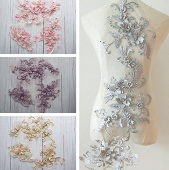 Bestickte Perlen Licht Gold Applikationen, Bestickte Blumen, Nähen Auf Patches Für Kleid Liefert, Diy | 120-209 von POPOLace