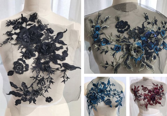 Blumen Bestickte Spitze Applikationen Mit Pailletten, Gestickte Blumen, Patches Für Hochzeitsbedarf, Braut Haar Blume, Kopfschmuck | 186-16 von POPOLace