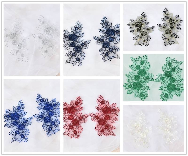 Ein Paar Mehrfarbige Blume Spitze Applikationen, Bestickte Blumen, Patches Für Hochzeit Liefert, Braut Haarblume, Kopfschmuck | 45-90 von POPOLace
