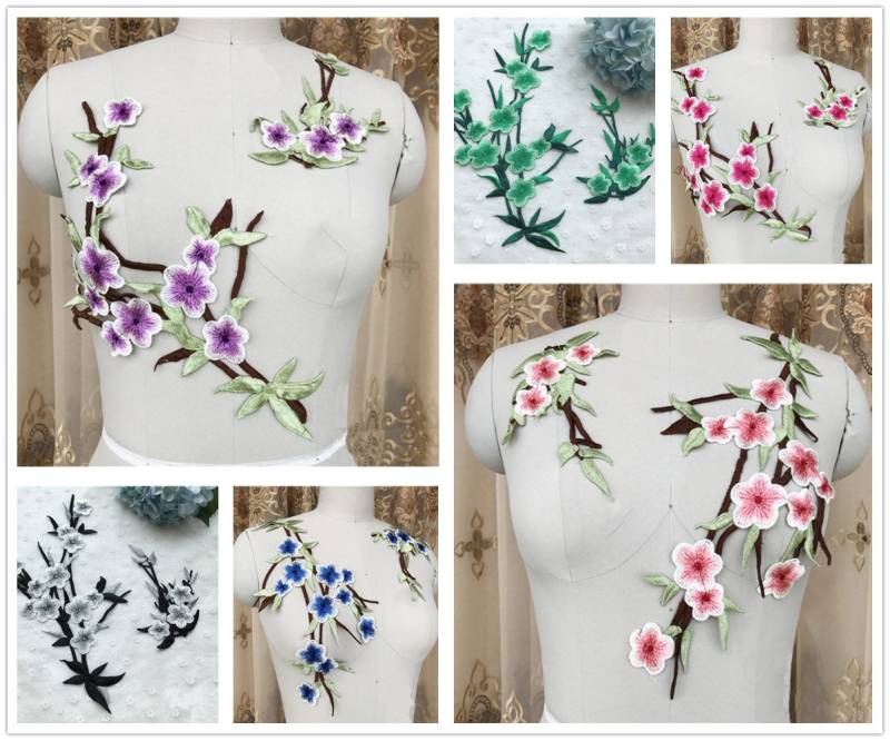 Ein Satz Von Gestickten Pflaumenblüten Appliques, 6 Farben Gestickte Blume Patches For Dress Diy Supplies, Flower-186-55 von POPOLace