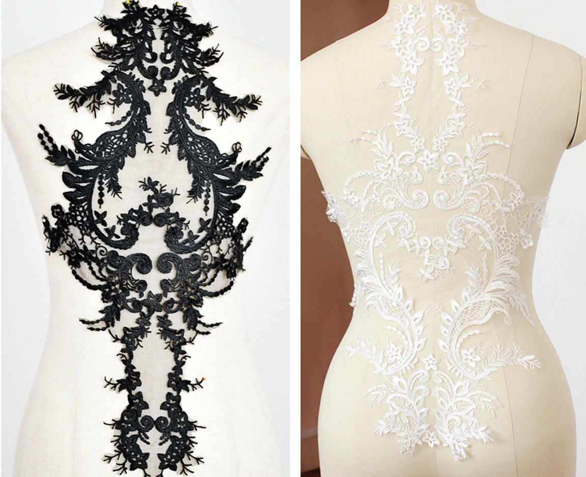 Elfenbein-/Schwarzblärblendenlikate, Patches Für Hochzeitszuschub, Brautflume, Kopfstück | 129-140 von POPOLace