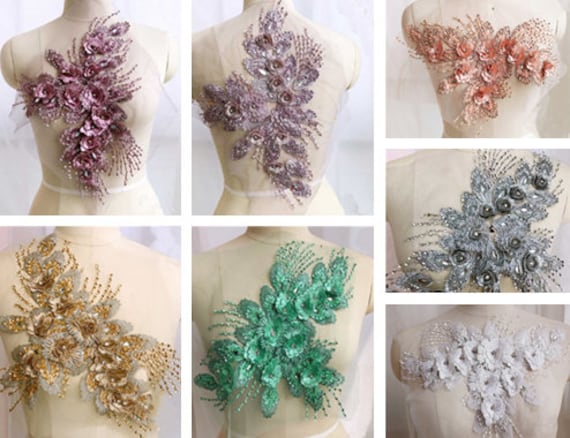 Gestickte Applikationen Mit Strasssteinen, Gestickte Perlen, Blumen, Aufnäher Für Kleiderzubehör, Kleider Diy | 186-5 Gestickte Applikationen Mit Strasssteinen, Gestickte Perlen, Blumen, Aufnäher Für Kleiderzubehör, Kleider Diy | 186-5 von POPOLace