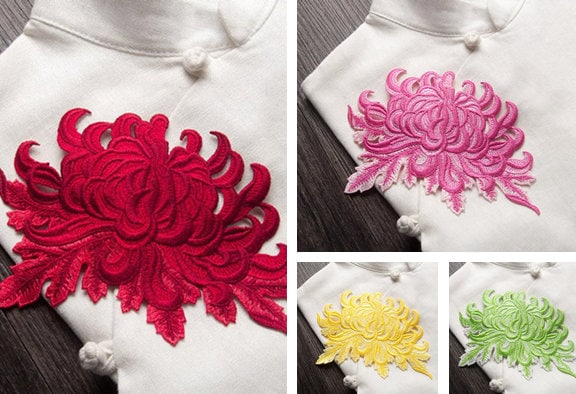 Gestickte Chrysantheme Applikationen, Gestickte Blumen, Aufnäher Für Kleid Zubehör, Diy | 161-8 von POPOLace