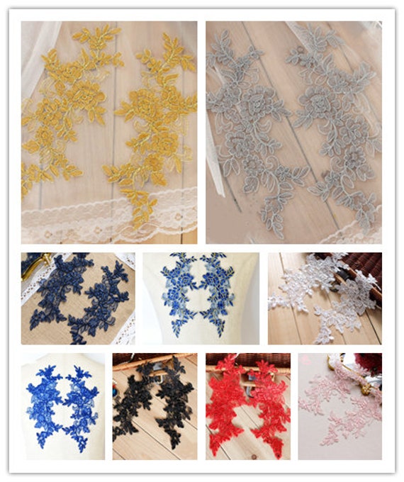 Klöppellikate, Bestickte Blumen, Mehrfarbige Patches Für Hochzeitszuschlangen, Brauthaarkuche, 45-95 von POPOLace