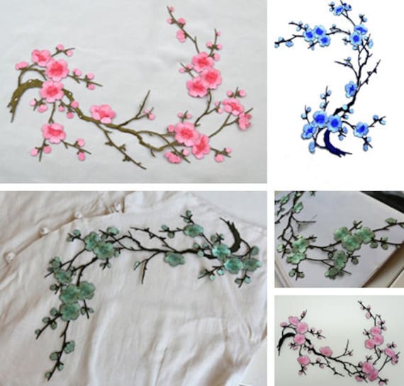 Pflaume Blüte Bestickt Applikationen, Klebstoff Blumen, Patches Für Kleid Liefert, Haarblume, Kopfschmuck von POPOLace