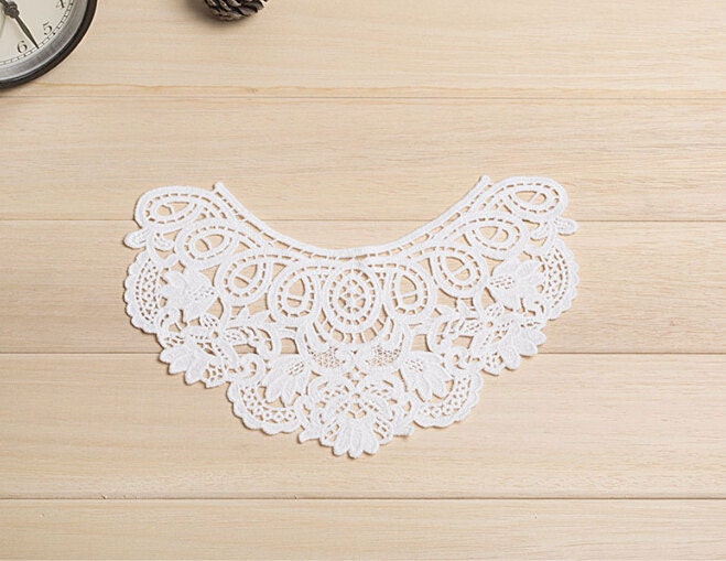 Venedig Baumwolle Spitzenkragen Appliques, Floral Bestrahlendem Weißen Kragen 1 Stück, 91-31 von POPOLace