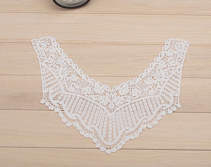 Venedig Baumwollspitze Kragen Applikationen, Blumen Bestickt 1 Pcs(91-36 von POPOLace