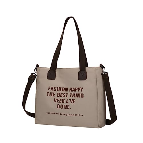 Popoti Umhängetasche,Damen Handtasche Schultertasche Beuteltasche Canves Tote Geldbörse Multifunktion Crossbody Bag Messenger Taschen für Reise Alltag (Beige) von Popoti