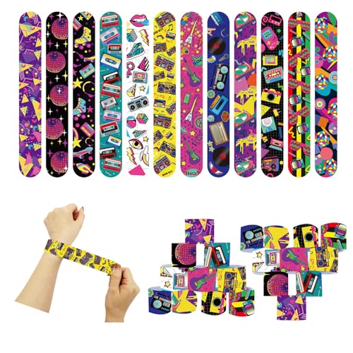 POPOYU 24 Stück Retro-Stereoanlage Schnapparmbänder Kinder,Armband Kindergeburtstag Gastgeschenke,Mitgebsel Retro-Stereoanlage Geburtstag Junge Mädchen,Mitgebsel Slap Armbänder für Kleine Geschenke von POPOYU