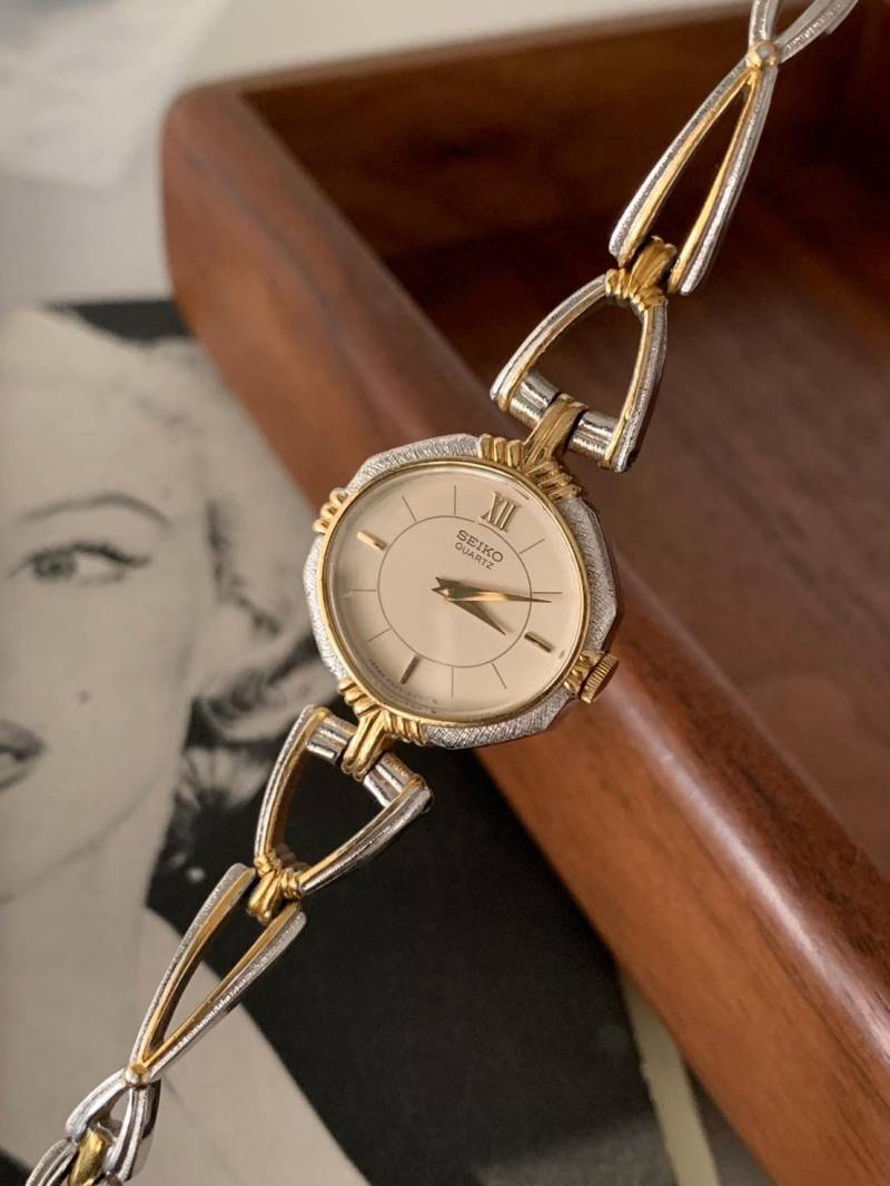 Seltene Vintage Seiko Sandstrahlen Gold Sgp Goldplatte, Silberplatte Pdp Tone Japan Machte Quarz, Ladie Uhr von POPTheCenturyTime