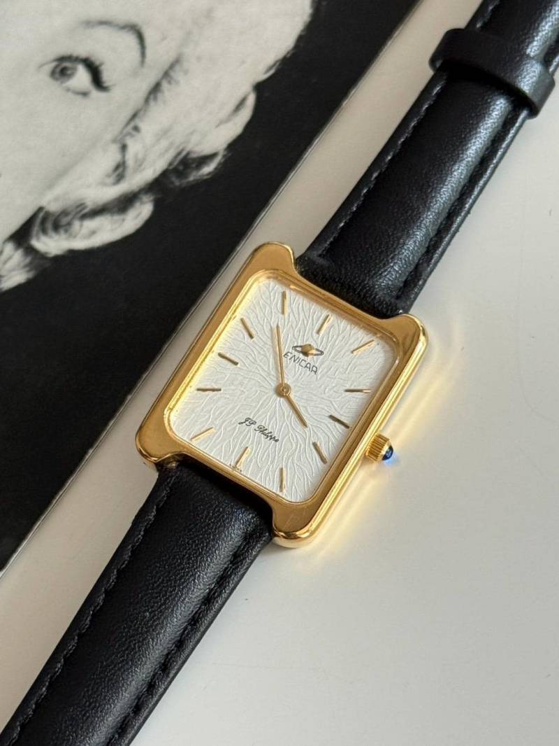 Vintage Enicar Schweizer Uhr Tank Design Gold Tone, Swiss Made, Quarzuhr, Unisex von POPTheCenturyTime