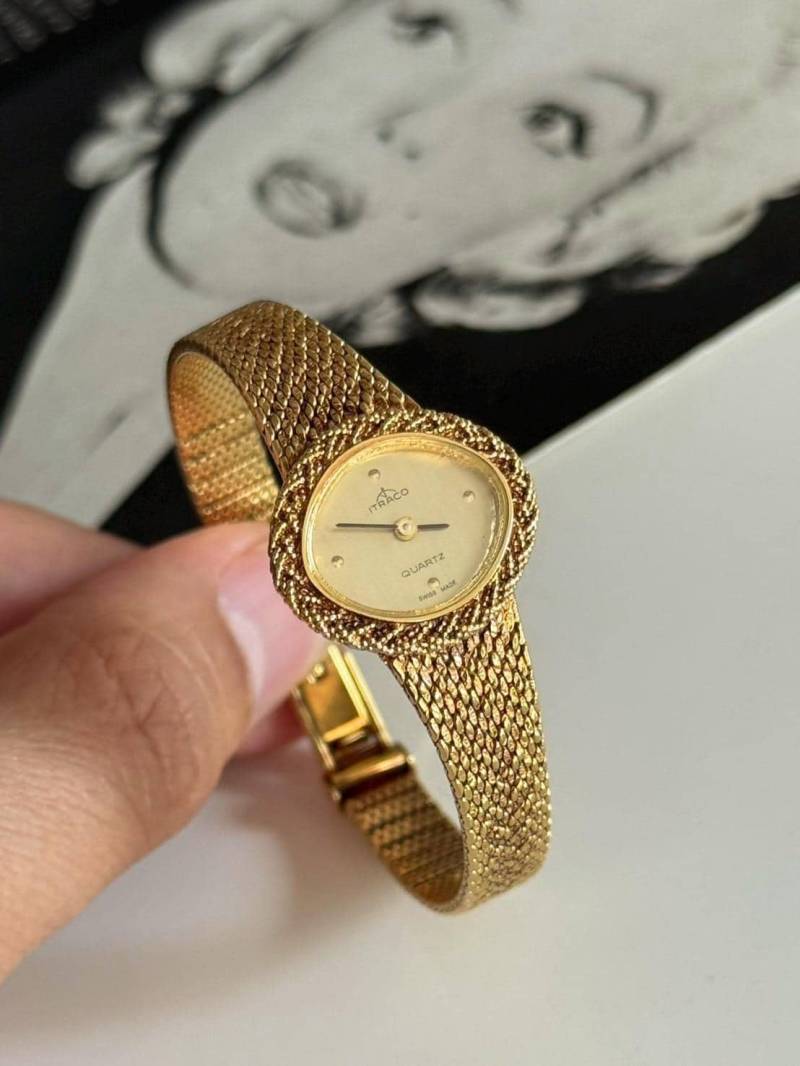 Vintage Itraco Schweizer Uhr Goldton, Swiss Made, Quarzuhr, Damenuhr von POPTheCenturyTime