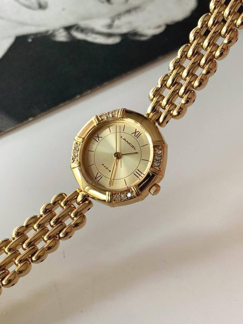 Vintage Lancel Paris Jewerly Uhr Gold Tone Japan Made Quarzuhr, Damenuhr von POPTheCenturyTime