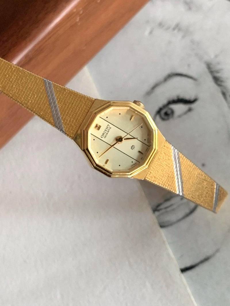 Vintage Orient Gold Und Silber Ton Japan Made Quarzuhr, Ladie Uhr von POPTheCenturyTime