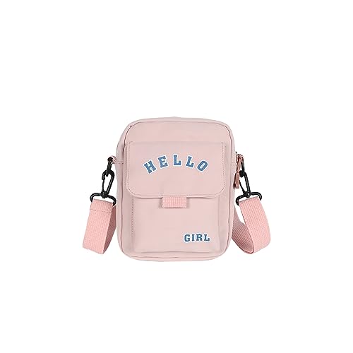 PORRASSO Casual Umhängetasche Mädchen Schultertasche Nylon Schulrachnzen Damen Messenger-Tasche Crossbody Bag für Reisen Täglichen Gebrau Rosa von PORRASSO