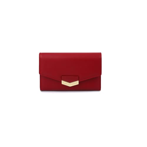 PORRASSO Damen Geldbörse Mode Geldbeutel Minimalistisch Portemonnaie Dreifach Gefaltete PU Kurze Brieftasche mit 7 Kartenfächern Rot von PORRASSO