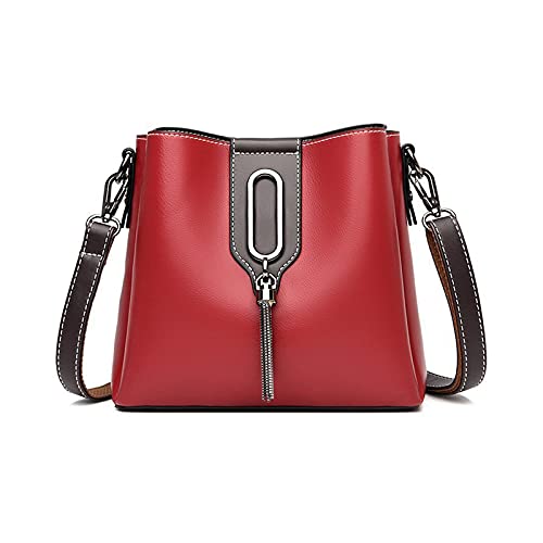 PORRASSO Damen Handtasche Mode Beuteltasche Umhängetasche Henkeltasche Hobo Taschen Leder Wasserdicht Schultertasche für Reisen Arbeit Täglichen Gebrauch Rot von PORRASSO