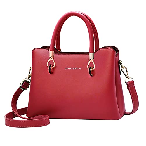 PORRASSO Damen Handtasche Mode Henkeltasche Frauen Umhängetasche PU Leder Schultertasche Top Griff Taschen für Arbeit Datieren Einkaufen Rot B von PORRASSO