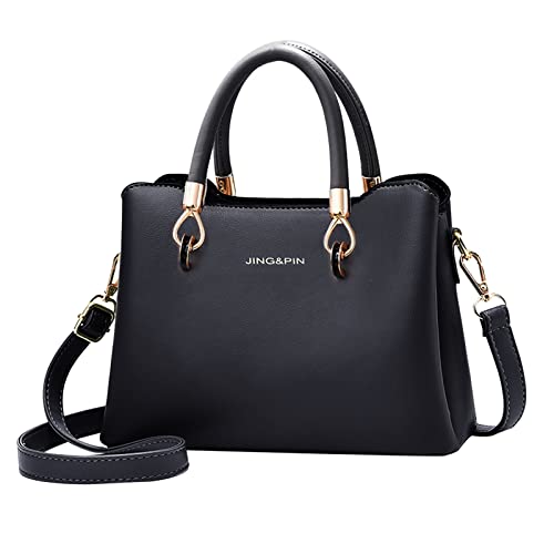 PORRASSO Damen Handtasche Mode Henkeltasche Frauen Umhängetasche PU Leder Schultertasche Top Griff Taschen für Arbeit Datieren Einkaufen Schwarz B von PORRASSO