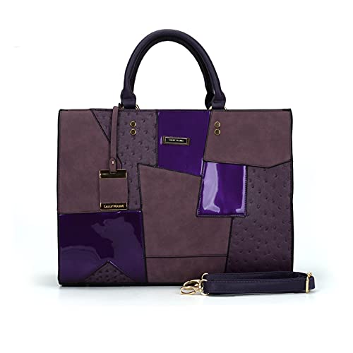 PORRASSO Damen Handtasche Mode Henkeltaschen Frauen Groß Schultertasche PU Leder Shopper Umhängetasche für Büro Schule Arbeit Violett von PORRASSO