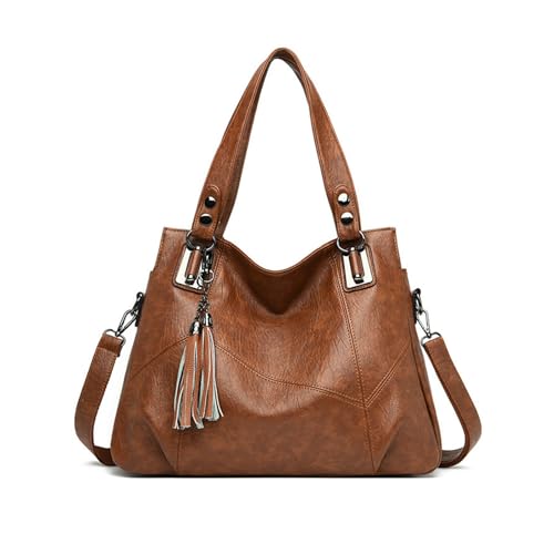 PORRASSO Damen Handtasche Mode Hobo Schultertasche Frauen Umhängetasche Große PU Leder Henkeltasche Reise Arbeit Verabredung Crossbody Bag Gelb von PORRASSO