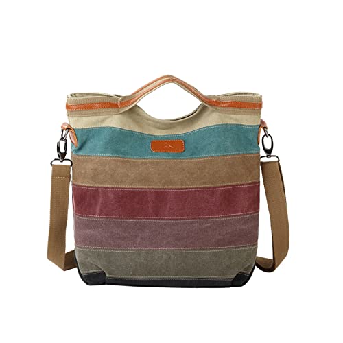 PORRASSO Damen Handtaschen Multi-Color-Striped Schultertasche Canvas Umhängetasche Hobotasche Crossbody Bag für Arbeits Reisen Täglicher Gebrauch Mehrfarbig PORRASSO Damen Handtaschen Multi-Color-Striped Schultertasche Canvas Umhängetasche Hobotasche Crossbody Bag für Arbeits Reisen Täglicher Gebrauch Mehrfarbig von PORRASSO