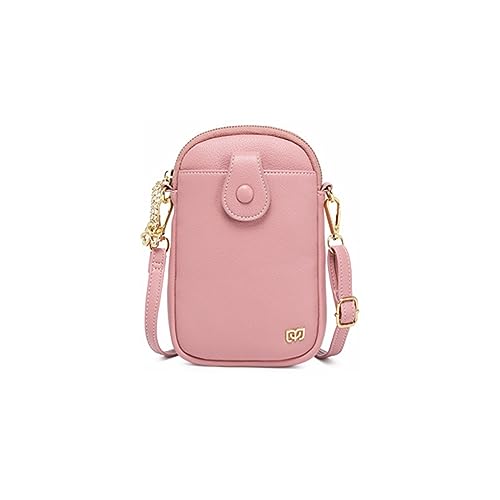 PORRASSO Damen Handy Umhängetasche Touchscreen Crossbody Handytasche Mädchen Schultertasche PU Clutch Bag für Dating Einkaufen Reise Rosa von PORRASSO