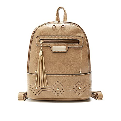 PORRASSO Damen Mode Rucksack Mädchen Daypack Wasserdicht Schultasche Leder Rucksäcke Reise Dating Einkaufen Backpack Aprikose von PORRASSO