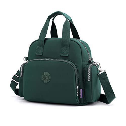 PORRASSO Damen Rucksack Mode Schultertasche Multifunktionaler Daypack mit USB Ladeanschluss Handtasche Nylon Umhängetasche für Arbeit Reisen Schule Grün von PORRASSO