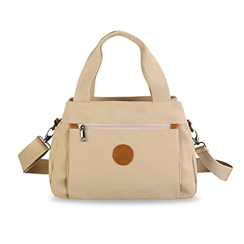 PORRASSO Damen Umhängetasche Casual Handtasche Multi Tasche Nylon Schultertasche Reisen Schule Arbeit Täglicher Gebrauch Crossbody Bag Khaki von PORRASSO