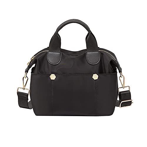 PORRASSO Damen Umhängetasche Mode Schultertasche Frauen Nylon Handtasche Multifunctional Reisen Schule Arbeit Täglicher Gebrauch Crossbody Bag Schwarz von PORRASSO