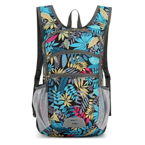 PORRASSO Faltbarer Rucksack Wanderrucksack 19L Leichter Backpack für Damen Herren Camping Reisen Täglicher Gebrauch Blätter von PORRASSO