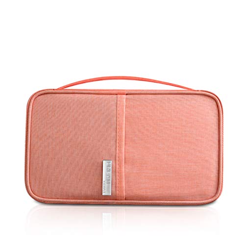 PORRASSO Familien Reise Brieftasche Wasserdicht Reisedokumententasche Reisepass Tasche Kreditkarten Flugkarten Münzen Dokumente Organizer für Damen Herren Geschäftsreisen Pink von PORRASSO