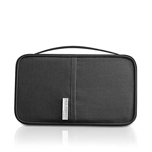 PORRASSO Familien Reise Brieftasche Wasserdicht Reisedokumententasche Reisepass Tasche Kreditkarten Flugkarten Münzen Dokumente Organizer für Damen Herren Geschäftsreisen Schwarz von PORRASSO