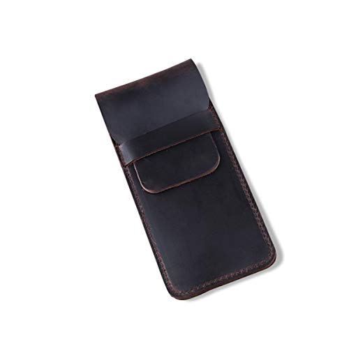 PORRASSO Federmappe Leder Edles Stifteetui Leder Stilvolles Soft Pen Schutz Schutzhülle Herren Damen Handgemacht Mehrzweckorganisator-Halter Office Work Kaffeefarbe von PORRASSO