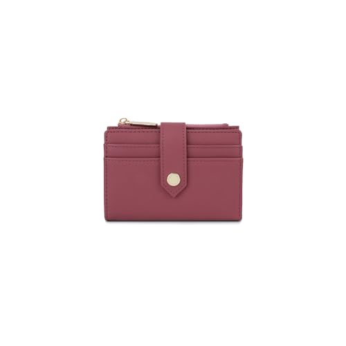 PORRASSO Geldbeutel Damen Geldbörse Leder Klein Portemonnaie Kurze Portemonnaie Brieftasche in Bifold mit 7 Kartenfächern Rot B von PORRASSO