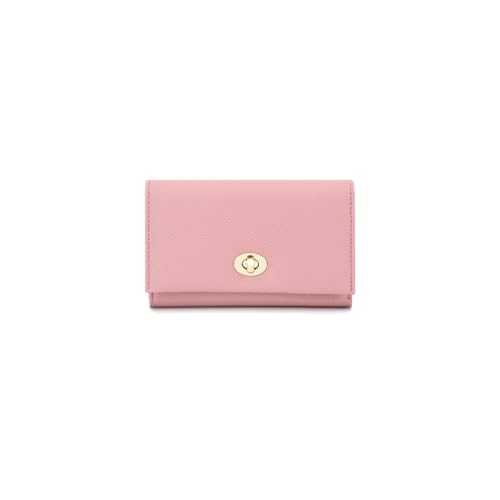 PORRASSO Geldbeutel Damen Geldbörse Leder Kleines Portemonnaie Minimalistisch Portemonnaie Dreifach Gefaltete Kurze Brieftasche mit 7 Kartenfächern Rosa von PORRASSO