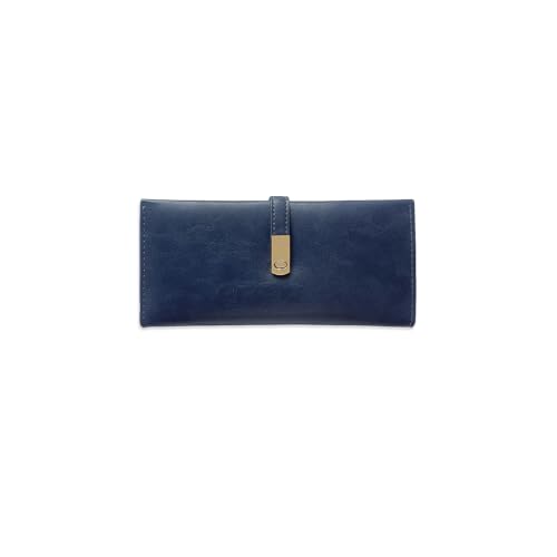 PORRASSO Geldbeutel Damen Geldbörse Leder Large Portemonnaie Minimalistisch Portemonnaie Lange Brieftasche mit 5 Kartenfächern Blau von PORRASSO