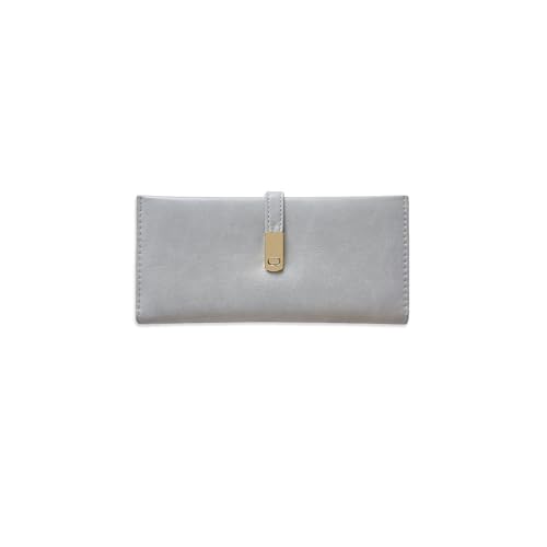 PORRASSO Geldbeutel Damen Geldbörse Leder Large Portemonnaie Minimalistisch Portemonnaie Lange Brieftasche mit 5 Kartenfächern Grau von PORRASSO