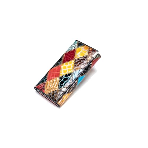 PORRASSO Geldbeutel Damen Leder Buntes Geldbörse Großes Fassungsvermögen Portemonnaie Brieftasche von PORRASSO