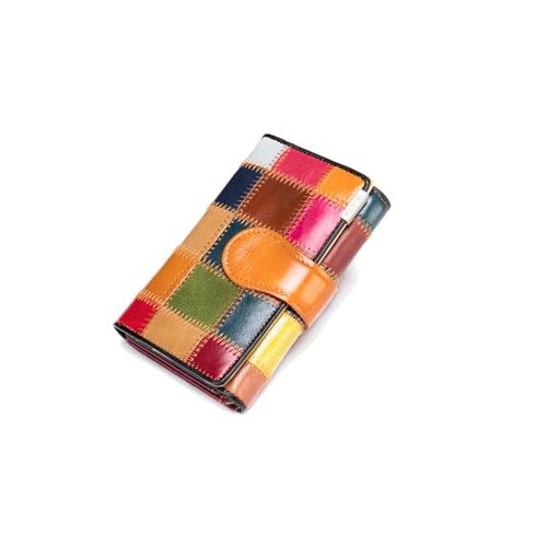 PORRASSO Geldbeutel Damen Leder Buntes Geldbörse Großes Fassungsvermögen Portemonnaie Brieftasche von PORRASSO
