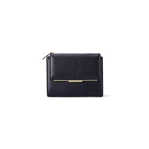 PORRASSO Geldbeutel Damen Minimalistische Geldbörse Leder Klein Portemonnaie Kurze Portemonnaie Brieftasche mit 5 Kartenfächern Schwarz von PORRASSO