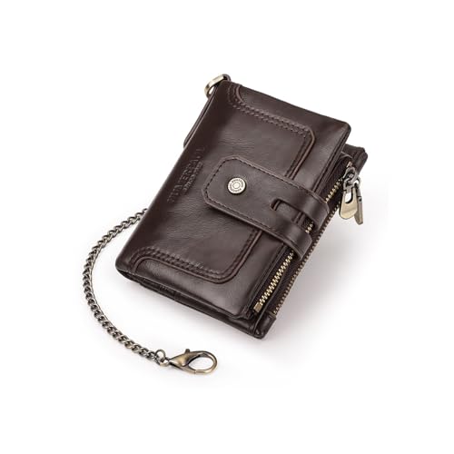 PORRASSO Geldbörse Herren Leder RFID Schutz Geldbörse Geldbeutel Portemonnaie Kreditkartenetui Geldclip Brieftasche mit 12 Kartenfächern Kaffee von PORRASSO