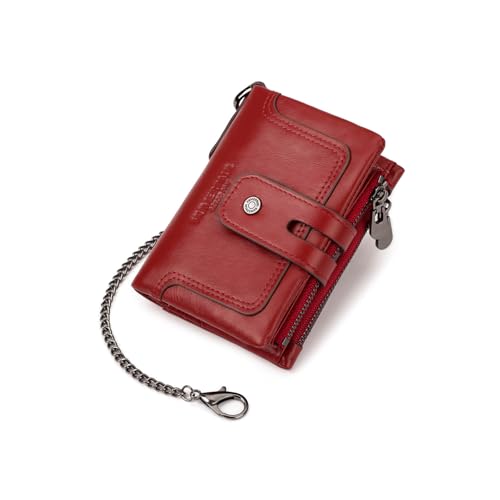 PORRASSO Geldbörse Herren Leder RFID Schutz Geldbörse Geldbeutel Portemonnaie Kreditkartenetui Geldclip Brieftasche mit 12 Kartenfächern Rot von PORRASSO