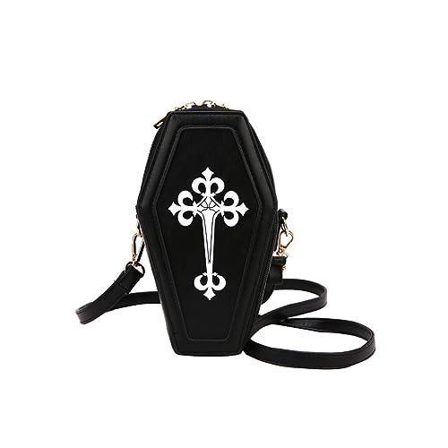 PORRASSO Gothic Sarg Umhängetasche Damen Schultertasche Crossbody Bag Messenger-Tasche für Halloween Reisen Täglichen Gebrauch Schwarz von PORRASSO